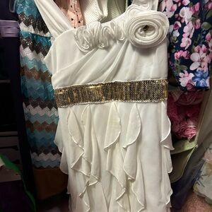 My Michelle White Dress with Gold Details